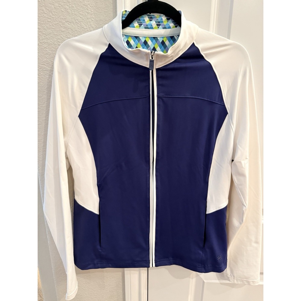 BOBBY JONES "Clover" Performance Activewear Woman's Jacket M Blue/White